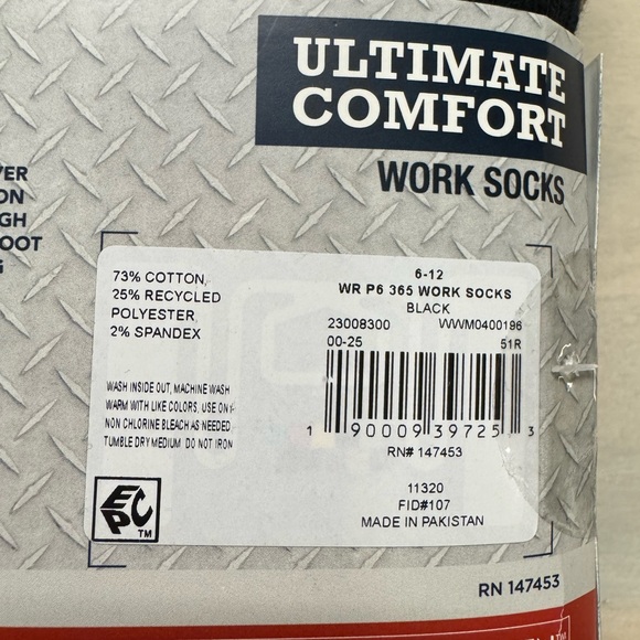 Wrangler 6 Pack Crew Ultimate Comfort Mens Size 6-12 Work Socks - Picture 5 of 5